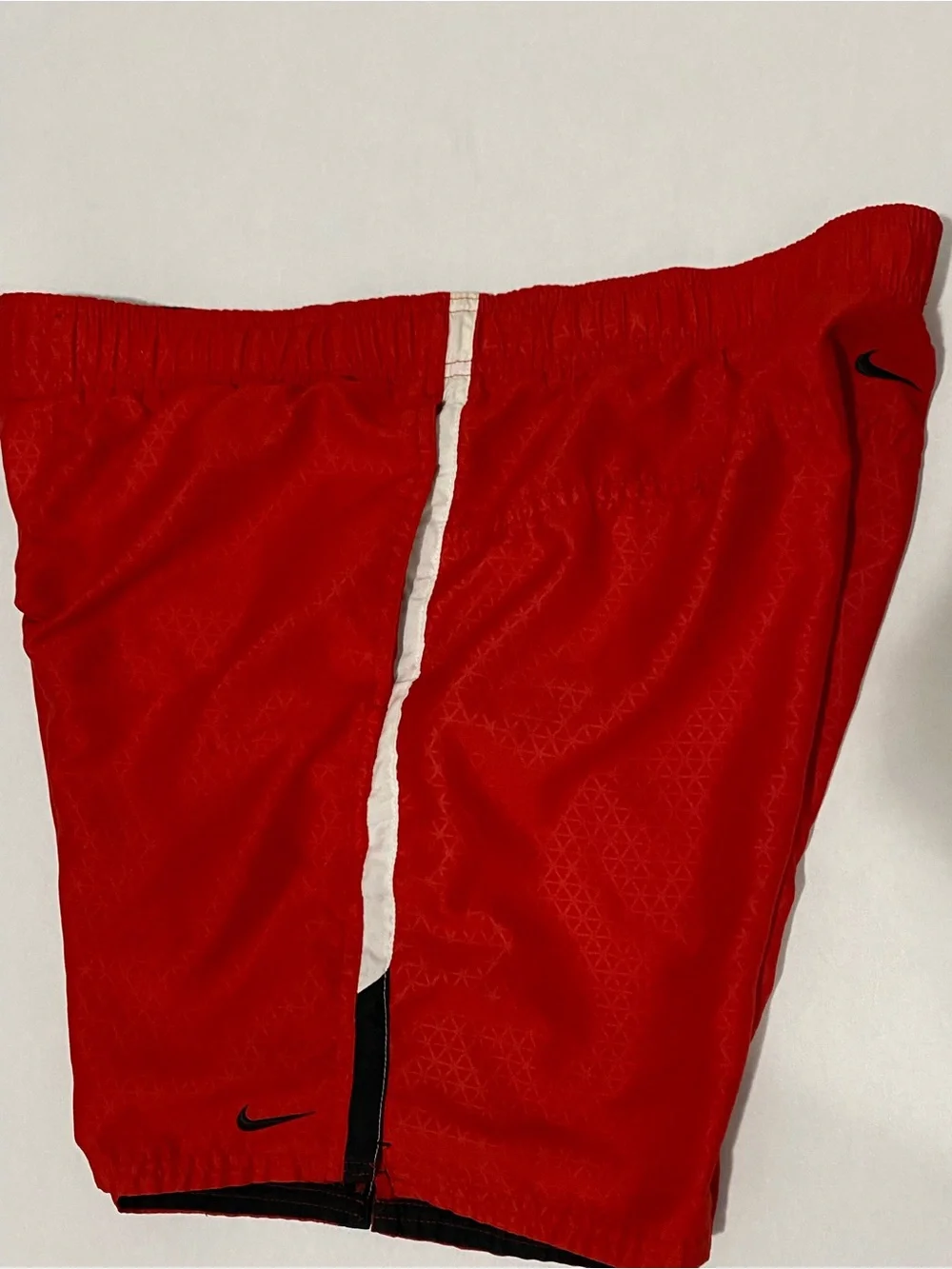 Nike Mens Shorts Red  with White Stripe and Black Trim / NiKe Mens Swimwear